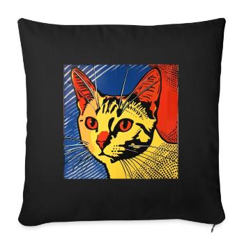 Chat, Motif De Chat - Housse de coussin décorative 45 x 45 cm - noir - Devant