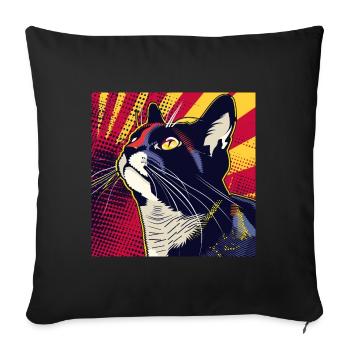 Cat, Cat Motif - Sofa pillowcase 17,3'' x 17,3'' (45 x 45 cm) - black - Front