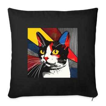 Cat, Cat Motif - Sofa pillowcase 17,3'' x 17,3'' (45 x 45 cm) - black - Front