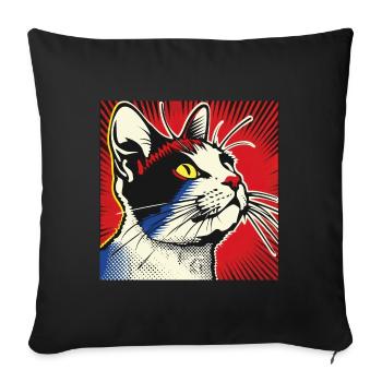 Cat, Cat Motif - Sofa pillowcase 17,3'' x 17,3'' (45 x 45 cm) - black - Front