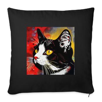 Cat, Cat Motif - Sofa pillowcase 17,3'' x 17,3'' (45 x 45 cm) - black - Front