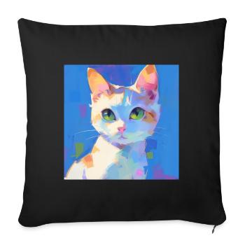 Cat, Cat Motif - Sofa pillowcase 17,3'' x 17,3'' (45 x 45 cm) - black - Front