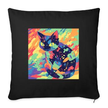 Cat, Cat Motif - Sofa pillowcase 17,3'' x 17,3'' (45 x 45 cm) - black - Front