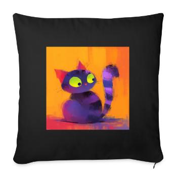 Cat, Cat Motif - Sofa pillowcase 17,3'' x 17,3'' (45 x 45 cm) - black - Front