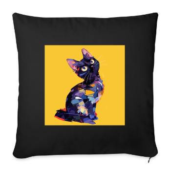 Cat, Cat Motif - Sofa pillowcase 17,3'' x 17,3'' (45 x 45 cm) - black - Front
