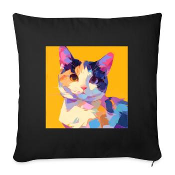 Cat, Cat Motif - Sofa pillowcase 17,3'' x 17,3'' (45 x 45 cm) - black - Front
