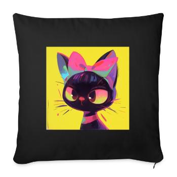 Cat, Cat Motif - Sofa pillowcase 17,3'' x 17,3'' (45 x 45 cm) - black - Front