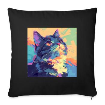 Cat, Cat Motif - Sofa pillowcase 17,3'' x 17,3'' (45 x 45 cm) - black - Front