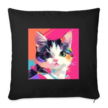 Cat, Cat Motif - Sofa pillowcase 17,3'' x 17,3'' (45 x 45 cm) - black - Front