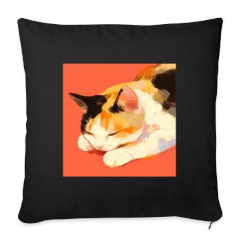 Cat, Cat Motif - Sofa pillowcase 17,3'' x 17,3'' (45 x 45 cm) - black - Front