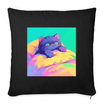 Cat, Cat Motif - Sofa pillowcase 17,3'' x 17,3'' (45 x 45 cm) - black - Front