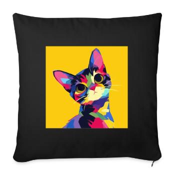 Cat, Cat Motif - Sofa pillowcase 17,3'' x 17,3'' (45 x 45 cm) - black - Front