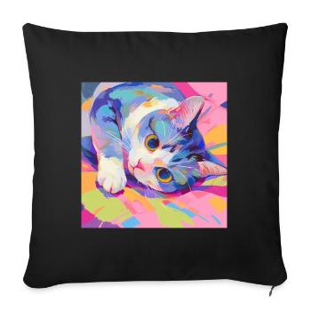 Cat, Cat Motif - Sofa pillowcase 17,3'' x 17,3'' (45 x 45 cm) - black - Front