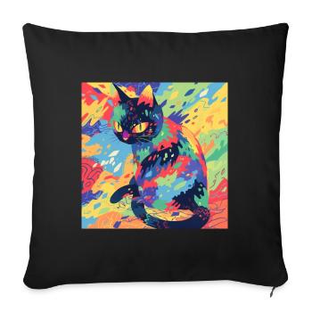 Cat, Cat Motif - Sofa pillowcase 17,3'' x 17,3'' (45 x 45 cm) - black - Front