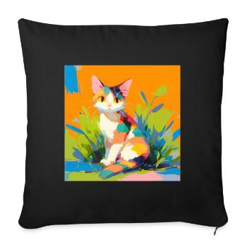 Cat, Cat Motif - Sofa pillowcase 17,3'' x 17,3'' (45 x 45 cm) - black - Front