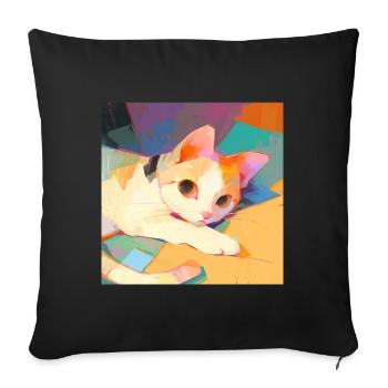 Cat, Cat Motif - Sofa pillowcase 17,3'' x 17,3'' (45 x 45 cm) - black - Front
