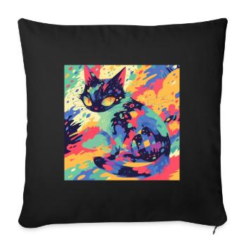 Cat, Cat Motif - Sofa pillowcase 17,3'' x 17,3'' (45 x 45 cm) - black - Front