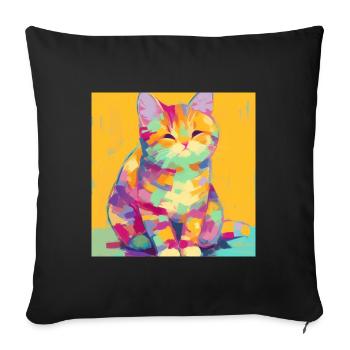 Cat, Cat Motif - Sofa pillowcase 17,3'' x 17,3'' (45 x 45 cm) - black - Front