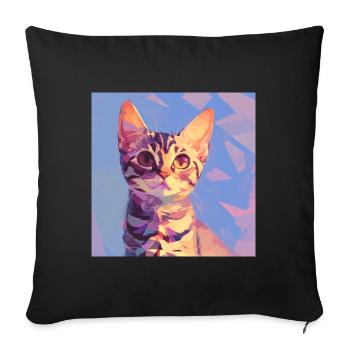 Cat, Cat Motif - Sofa pillowcase 17,3'' x 17,3'' (45 x 45 cm) - black - Front