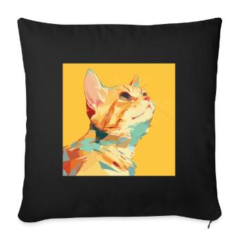 Cat, Cat Motif - Sofa pillowcase 17,3'' x 17,3'' (45 x 45 cm) - black - Front