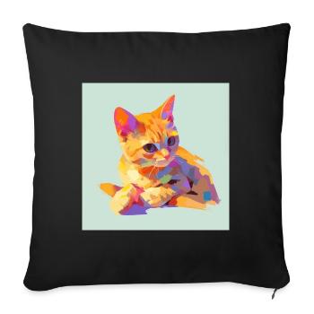 Cat, Cat Motif - Sofa pillowcase 17,3'' x 17,3'' (45 x 45 cm) - black - Front