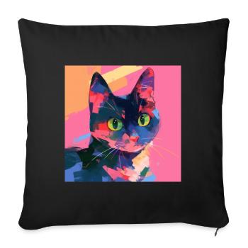 Cat, Cat Motif - Sofa pillowcase 17,3'' x 17,3'' (45 x 45 cm) - black - Front