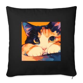 Cat, Cat Motif - Sofa pillowcase 17,3'' x 17,3'' (45 x 45 cm) - black - Front