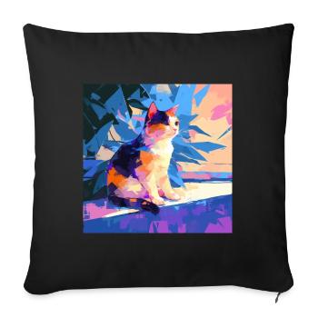 Cat, Cat Motif - Sofa pillowcase 17,3'' x 17,3'' (45 x 45 cm) - black - Front