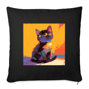 Cat, Cat Motif - Sofa pillowcase 17,3'' x 17,3'' (45 x 45 cm) - black - Front