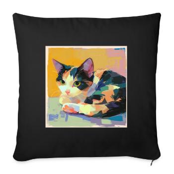 Cat, Cat Motif - Sofa pillowcase 17,3'' x 17,3'' (45 x 45 cm) - black - Front