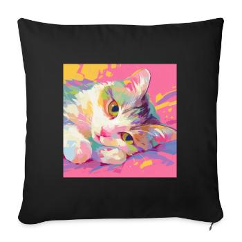 Chat, Motif De Chat - Housse de coussin décorative 45 x 45 cm - noir - Devant