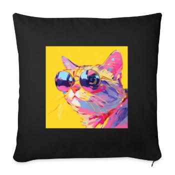 Chat, Motif De Chat - Housse de coussin décorative 45 x 45 cm - noir - Devant