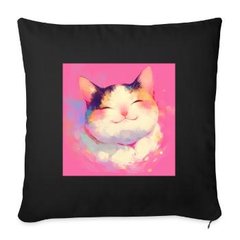 Cat, Cat Motif - Sofa pillowcase 17,3'' x 17,3'' (45 x 45 cm) - black - Front