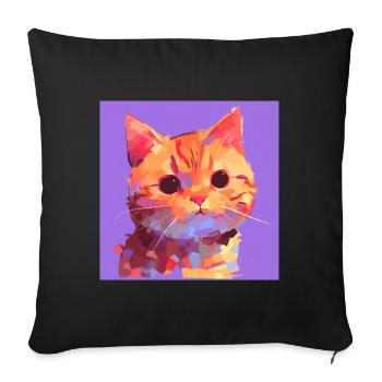 Cat, Cat Motif - Sofa pillowcase 17,3'' x 17,3'' (45 x 45 cm) - black - Front
