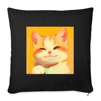 Cat, Cat Motif - Sofa pillowcase 17,3'' x 17,3'' (45 x 45 cm) - black - Front