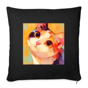 Cat, Cat Motif - Sofa pillowcase 17,3'' x 17,3'' (45 x 45 cm) - black - Front