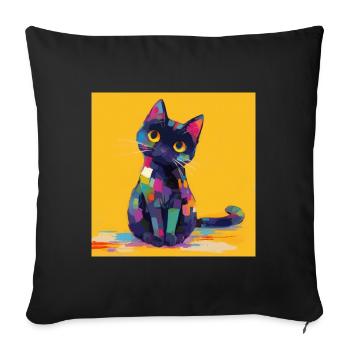 Cat, Cat Motif - Sofa pillowcase 17,3'' x 17,3'' (45 x 45 cm) - black - Front