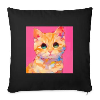 Cat, Cat Motif - Sofa pillowcase 17,3'' x 17,3'' (45 x 45 cm) - black - Front