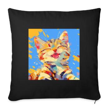 Chat, Motif De Chat - Housse de coussin décorative 45 x 45 cm - noir - Devant