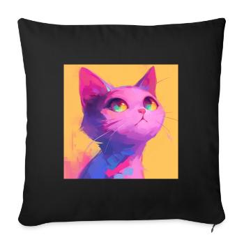 Cat, Cat Motif - Sofa pillowcase 17,3'' x 17,3'' (45 x 45 cm) - black - Front