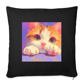 Cat, Cat Motif - Sofa pillowcase 17,3'' x 17,3'' (45 x 45 cm) - black - Front