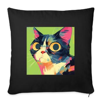 Cat, Cat Motif - Sofa pillowcase 17,3'' x 17,3'' (45 x 45 cm) - black - Front