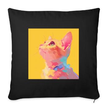 Chat, Motif De Chat - Housse de coussin décorative 45 x 45 cm - noir - Devant