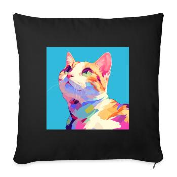 Cat, Cat Motif - Sofa pillowcase 17,3'' x 17,3'' (45 x 45 cm) - black - Front