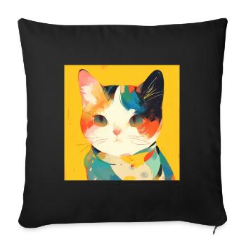 Cat, Cat Motif - Sofa pillowcase 17,3'' x 17,3'' (45 x 45 cm) - black - Front