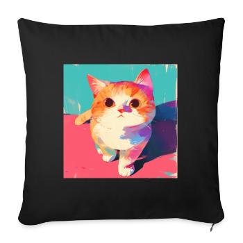 Chat, Motif De Chat - Housse de coussin décorative 45 x 45 cm - noir - Devant