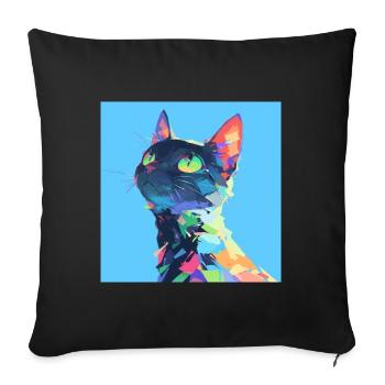 Cat, Cat Motif - Sofa pillowcase 17,3'' x 17,3'' (45 x 45 cm) - black - Front