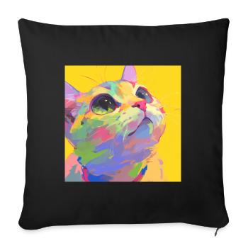 Cat, Cat Motif - Sofa pillowcase 17,3'' x 17,3'' (45 x 45 cm) - black - Front