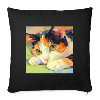 Cat, Cat Motif - Sofa pillowcase 17,3'' x 17,3'' (45 x 45 cm) - black - Front