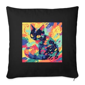Cat, Cat Motif - Sofa pillowcase 17,3'' x 17,3'' (45 x 45 cm) - black - Front